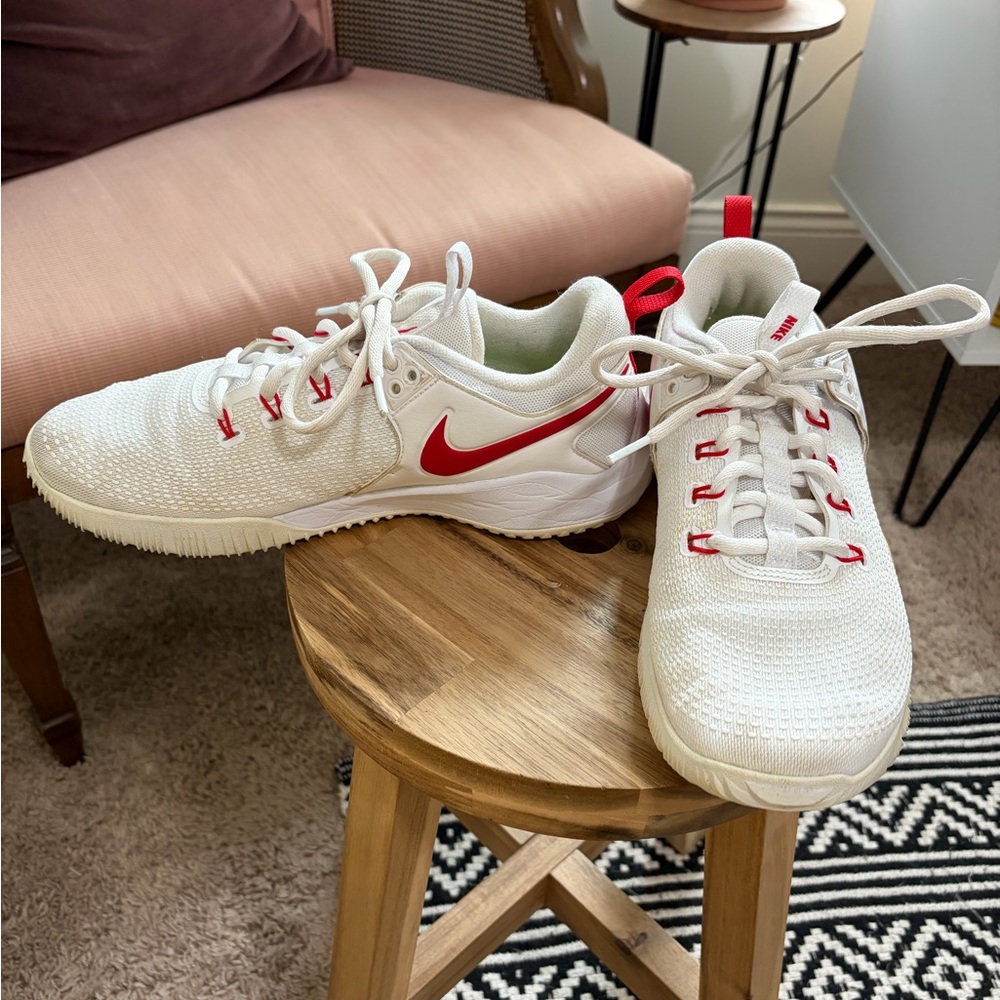 Nike ZOOM Volleyball Shoes White and Red